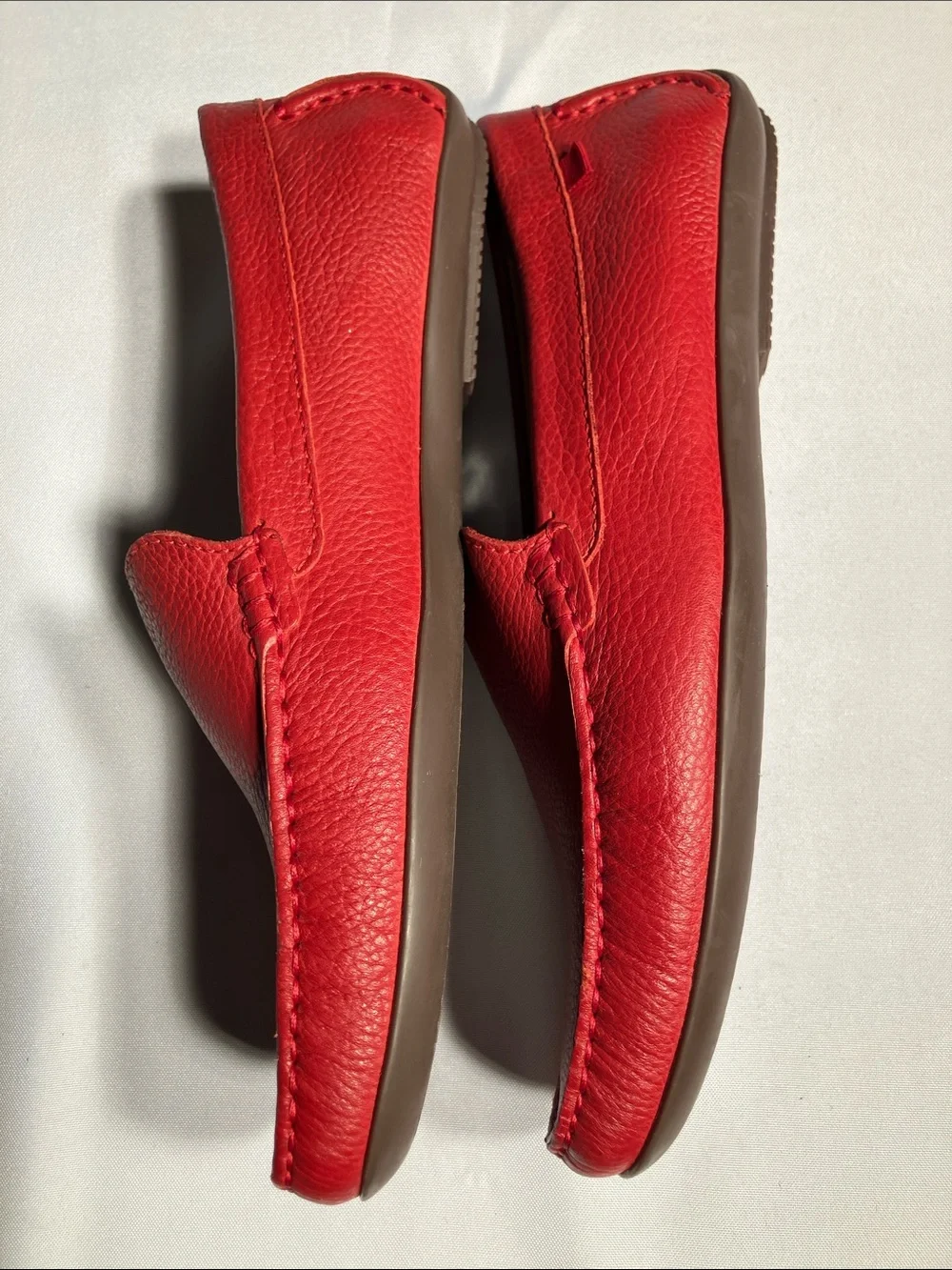 Marc Joseph Red Pebbled Leather Slip-On Loafers